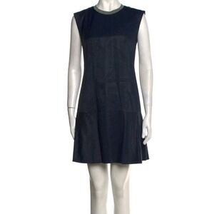 Rebecca Taylor Womens Sleeveless Satin Drop‎ Waist Dress Navy Blue Size 4